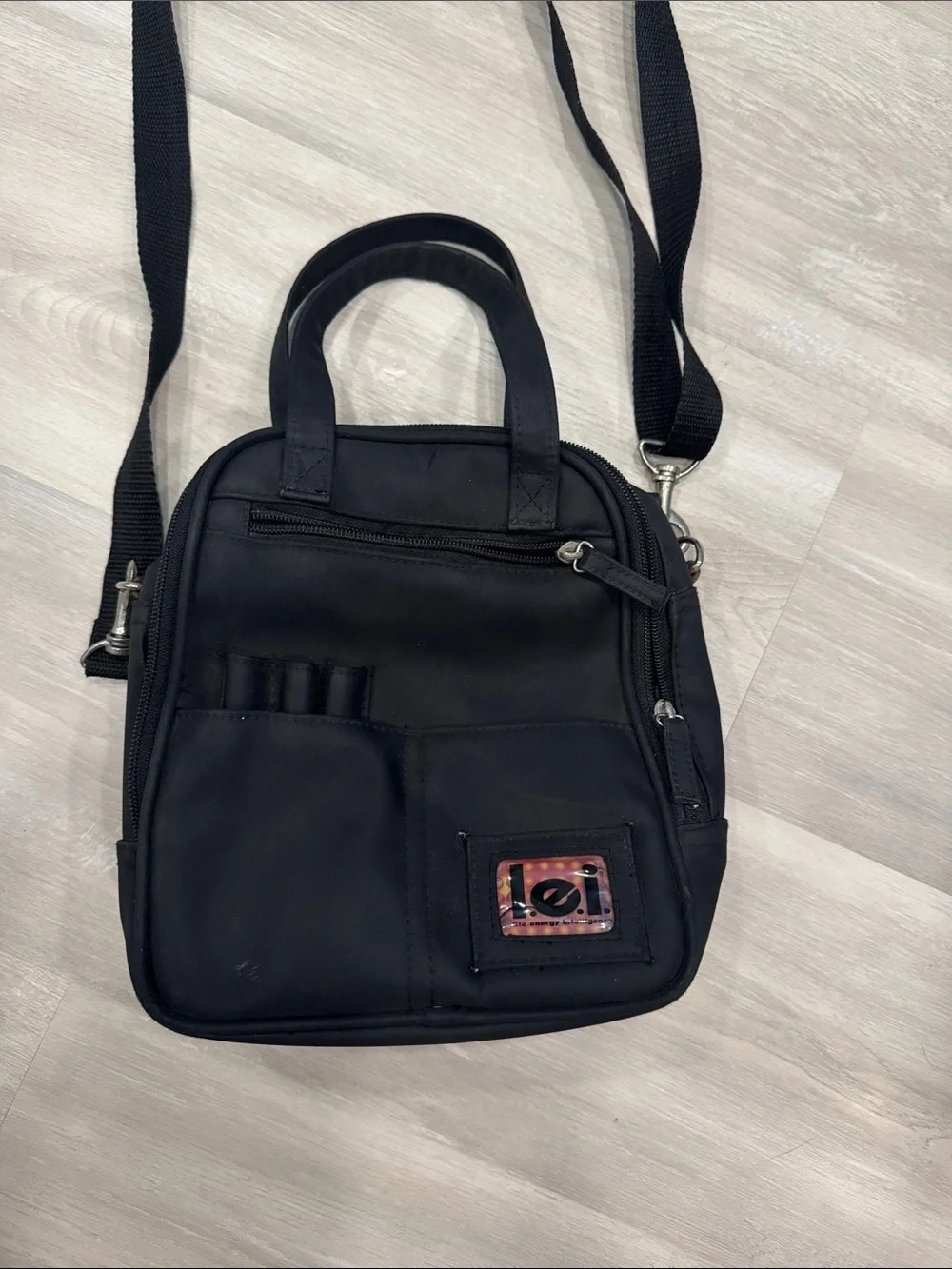 lei Black Compact Crossbody Bag with Front Organizer